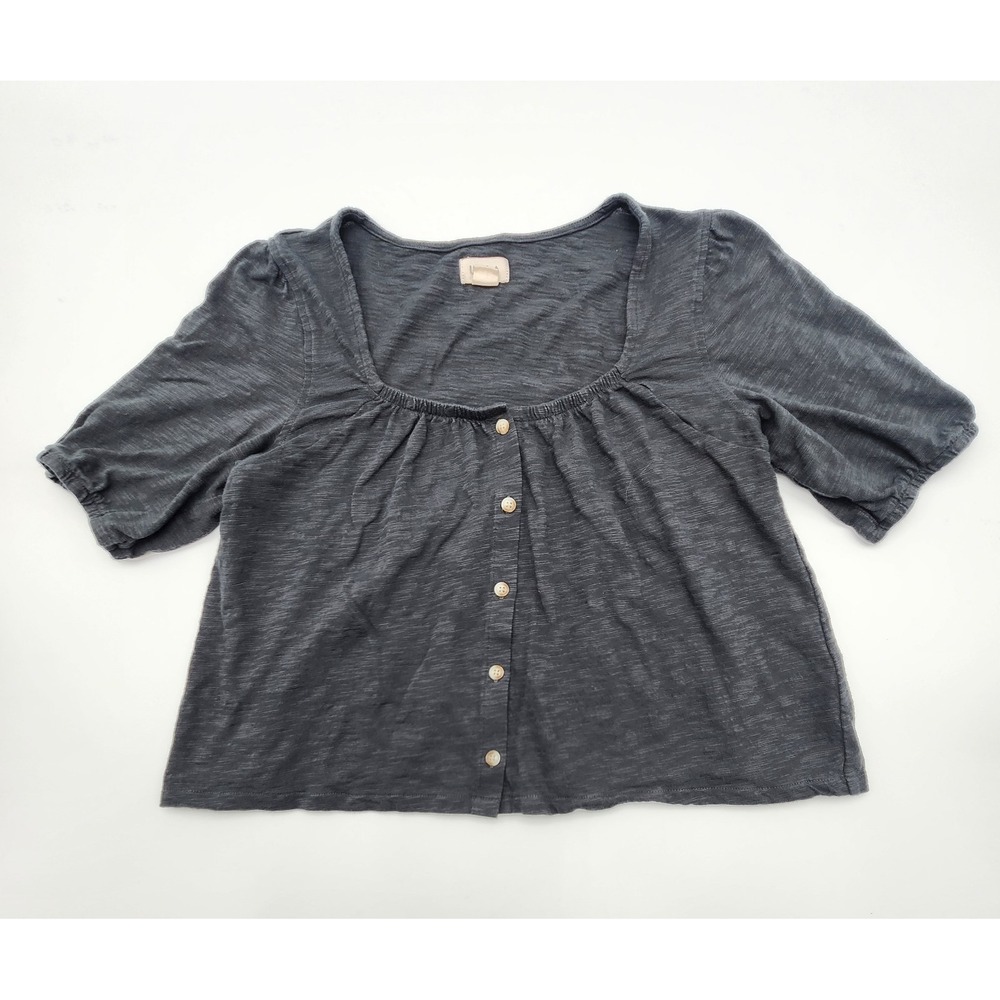Up West Black‎ Blouse Cotton Black Size Small 3/4 Sleeve Cute